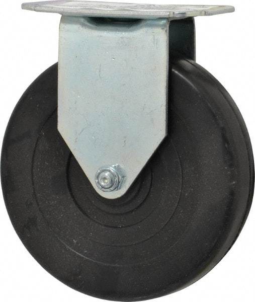 E.R. Wagner - 5" Diam x 1-1/4" Wide x 5-5/8" OAH Top Plate Mount Rigid Caster - Soft Rubber, 190 Lb Capacity, Delrin Bearing, 2-3/4 x 3-3/4" Plate - Eagle Tool & Supply