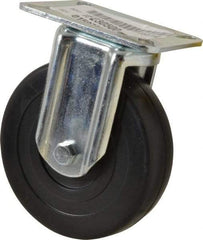 E.R. Wagner - 5" Diam x 1-3/8" Wide x 6-1/16" OAH Top Plate Mount Rigid Caster - Soft Rubber, 240 Lb Capacity, Delrin Bearing, 3-1/8 x 4-1/8" Plate - Eagle Tool & Supply
