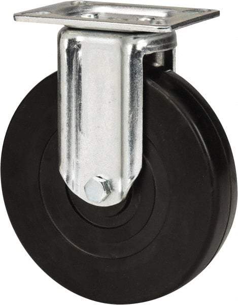 E.R. Wagner - 6" Diam x 1-3/8" Wide x 7-1/16" OAH Top Plate Mount Rigid Caster - Soft Rubber, 280 Lb Capacity, Delrin Bearing, 3-1/8 x 4-1/8" Plate - Eagle Tool & Supply