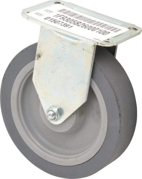 E.R. Wagner - 5" Diam x 1-1/4" Wide x 5-5/8" OAH Top Plate Mount Rigid Caster - TPR, 190 Lb Capacity, Delrin Bearing, 2-3/4 x 3-3/4" Plate - Eagle Tool & Supply