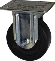 E.R. Wagner - 4" Diam x 1-3/8" Wide x 5-1/16" OAH Top Plate Mount Rigid Caster - Polyolefin, 300 Lb Capacity, Plain Bearing, 3-1/8 x 4-1/8" Plate - Eagle Tool & Supply