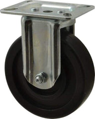 E.R. Wagner - 5" Diam x 1-3/8" Wide x 6-1/16" OAH Top Plate Mount Rigid Caster - Polyolefin, 350 Lb Capacity, Plain Bearing, 3-1/8 x 4-1/8" Plate - Eagle Tool & Supply