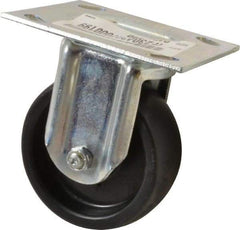 E.R. Wagner - 4" Diam x 1-3/8" Wide x 5-1/16" OAH Top Plate Mount Rigid Caster - Polyolefin, 300 Lb Capacity, Roller Bearing, 3-3/4 x 4-5/8" Plate - Eagle Tool & Supply
