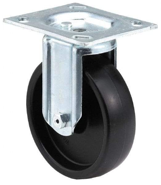 E.R. Wagner - 4" Diam x 1-1/4" Wide x 4-11/16" OAH Top Plate Mount Rigid Caster - TPR, 165 Lb Capacity, Delrin Bearing, 2-3/4 x 3-3/4" Plate - Eagle Tool & Supply