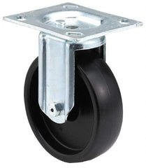 E.R. Wagner - 4" Diam x 1-1/4" Wide x 4-11/16" OAH Top Plate Mount Rigid Caster - TPR, 165 Lb Capacity, Delrin Bearing, 2-3/4 x 3-3/4" Plate - Eagle Tool & Supply