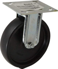 E.R. Wagner - 6" Diam x 1-3/8" Wide x 7-1/16" OAH Top Plate Mount Rigid Caster - Polyolefin, 400 Lb Capacity, Roller Bearing, 3-3/4 x 4-5/8" Plate - Eagle Tool & Supply