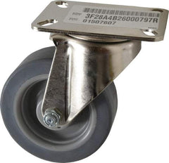 E.R. Wagner - 4" Diam x 1-1/2" Wide x 5-3/8" OAH Top Plate Mount Swivel Caster - TPR, 200 Lb Capacity, Delrin Bearing, 3-1/8 x 4-1/8" Plate - Eagle Tool & Supply