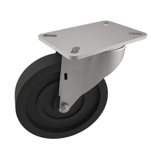 E.R. Wagner - 4" Diam x 1-1/2" Wide x 5-3/8" OAH Top Plate Mount Swivel Caster - Polyurethane, 375 Lb Capacity, Delrin Bearing, 3-1/8 x 4-1/8" Plate - Eagle Tool & Supply