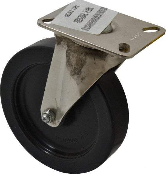E.R. Wagner - 6" Diam x 1-3/8" Wide x 7-3/8" OAH Top Plate Mount Swivel Caster - Polyolefin, 450 Lb Capacity, Delrin Bearing, 3-1/8 x 4-1/8" Plate - Eagle Tool & Supply