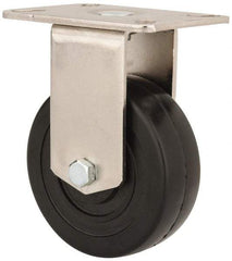 E.R. Wagner - 4" Diam x 1-3/8" Wide x 5-3/8" OAH Top Plate Mount Rigid Caster - Soft Rubber, 200 Lb Capacity, Delrin Bearing, 3-1/8 x 4-1/8" Plate - Eagle Tool & Supply