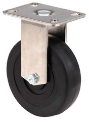 E.R. Wagner - 6" Diam x 1-3/8" Wide x 7-3/8" OAH Top Plate Mount Rigid Caster - Polyolefin, 450 Lb Capacity, Delrin Bearing, 3-1/8 x 4-1/8" Plate - Eagle Tool & Supply