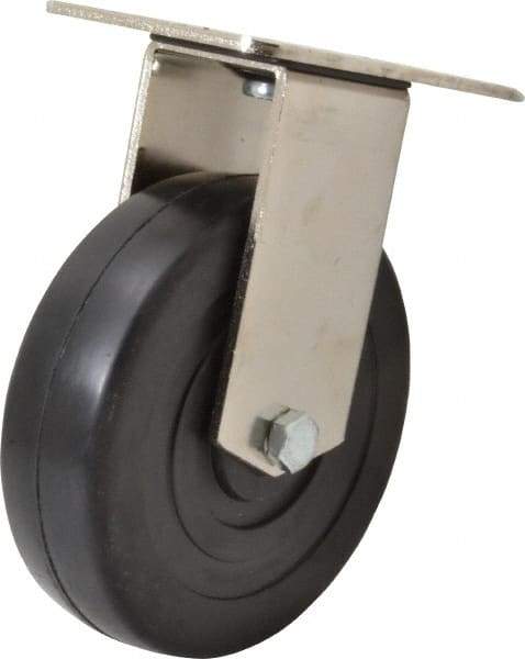 E.R. Wagner - 5" Diam x 1-3/8" Wide x 6-3/8" OAH Top Plate Mount Rigid Caster - Soft Rubber, 240 Lb Capacity, Delrin Bearing, 3-1/8 x 4-1/8" Plate - Eagle Tool & Supply