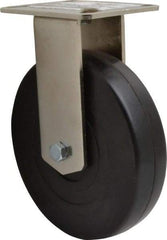 E.R. Wagner - 6" Diam x 1-3/8" Wide x 7-3/8" OAH Top Plate Mount Rigid Caster - Soft Rubber, 280 Lb Capacity, Delrin Bearing, 3-1/8 x 4-1/8" Plate - Eagle Tool & Supply