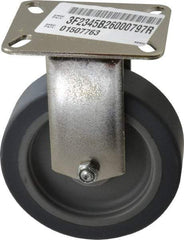 E.R. Wagner - 5" Diam x 1-1/2" Wide x 6-3/8" OAH Top Plate Mount Rigid Caster - TPR, 240 Lb Capacity, Delrin Bearing, 3-1/8 x 4-1/8" Plate - Eagle Tool & Supply