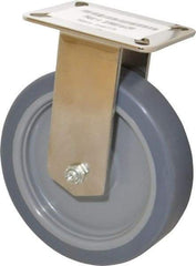 E.R. Wagner - 6" Diam x 1-1/2" Wide x 7-3/8" OAH Top Plate Mount Rigid Caster - TPR, 280 Lb Capacity, Delrin Bearing, 3-1/8 x 4-1/8" Plate - Eagle Tool & Supply