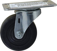 E.R. Wagner - 3" Diam x 1-1/4" Wide x 3-3/4" OAH Top Plate Mount Swivel Caster - Hard Rubber, 210 Lb Capacity, Delrin Bearing, 3-1/8 x 4-1/8" Plate - Eagle Tool & Supply
