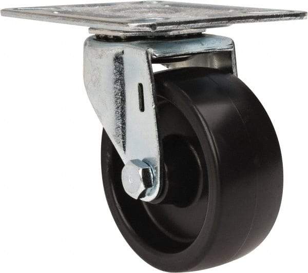 E.R. Wagner - 3" Diam x 1-1/4" Wide x 3-3/4" OAH Top Plate Mount Swivel Caster - Polyolefin, 210 Lb Capacity, Plain Bearing, 3-1/8 x 4-1/8" Plate - Eagle Tool & Supply