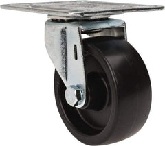 E.R. Wagner - 3" Diam x 1-1/4" Wide x 3-3/4" OAH Top Plate Mount Swivel Caster - Polyolefin, 210 Lb Capacity, Plain Bearing, 3-1/8 x 4-1/8" Plate - Eagle Tool & Supply