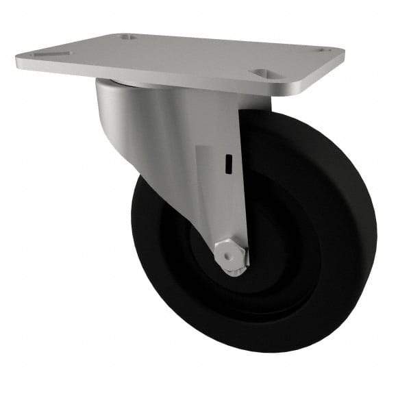 E.R. Wagner - 3" Diam x 1-1/4" Wide x 3-3/4" OAH Top Plate Mount Swivel Caster - Phenolic, 250 Lb Capacity, Plain Bearing, 3-1/8 x 4-1/8" Plate - Eagle Tool & Supply