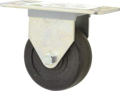 E.R. Wagner - 3" Diam x 1-1/4" Wide x 3-3/4" OAH Top Plate Mount Rigid Caster - Hard Rubber, 210 Lb Capacity, Delrin Bearing, 2-1/2 x 5" Plate - Eagle Tool & Supply