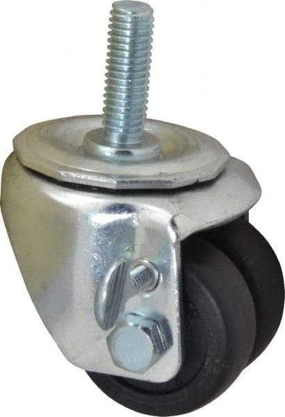 E.R. Wagner - 2" Diam x 13/16" Wide x 2-3/4" OAH Stem Mount Standard Caster - Hard Rubber, 200 Lb Capacity, Delrin Bearing, 1/2-13 x 1-1/2" Threaded Stem - Eagle Tool & Supply
