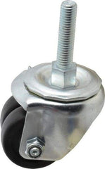 E.R. Wagner - 2" Diam x 13/16" Wide x 2-3/4" OAH Stem Mount Standard Caster - Hard Rubber, 200 Lb Capacity, Delrin Bearing, 1/2-13 x 2-1/2" Leveling Stem - Eagle Tool & Supply
