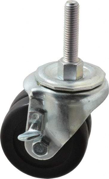 E.R. Wagner - 3" Diam x 13/16" Wide x 3-3/4" OAH Stem Mount Standard Caster - Hard Rubber, 350 Lb Capacity, Delrin Bearing, 1/2-13 x 2-1/2" Leveling Stem - Eagle Tool & Supply