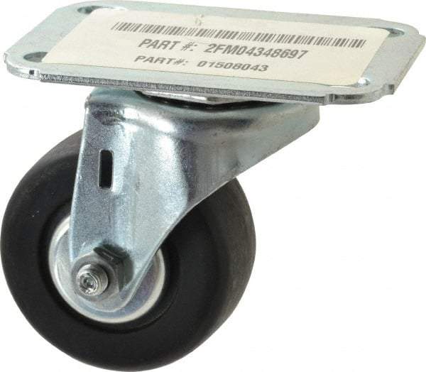E.R. Wagner - 2-1/2" Diam x 1-1/8" Wide x 3-7/16" OAH Top Plate Mount Swivel Caster - Hard Rubber, 175 Lb Capacity, Sintered Bearing, 2-3/4 x 3-3/4" Plate - Eagle Tool & Supply