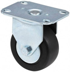 E.R. Wagner - 5" Diam x 1-3/8" Wide x 6-1/16" OAH Top Plate Mount Rigid Caster - Soft Rubber, 240 Lb Capacity, Delrin Bearing, 3-1/8 x 4-1/8" Plate - Eagle Tool & Supply