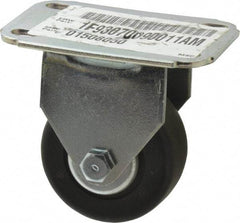 E.R. Wagner - 3" Diam x 1-1/8" Wide x 3-7/16" OAH Top Plate Mount Rigid Caster - Hard Rubber, 175 Lb Capacity, Sintered Bearing, 2-3/4 x 3-3/4" Plate - Eagle Tool & Supply