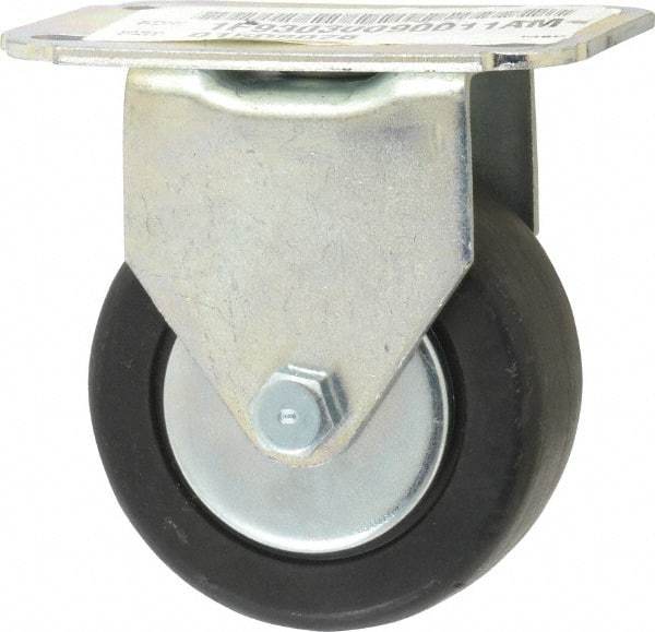 E.R. Wagner - 3" Diam x 1-1/4" Wide x 3-3/4" OAH Top Plate Mount Rigid Caster - Hard Rubber, 210 Lb Capacity, Delrin Bearing, 2-3/4 x 3-3/4" Plate - Eagle Tool & Supply