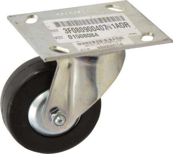 E.R. Wagner - 3-1/2" Diam x 1-1/4" Wide x 4-5/8" OAH Top Plate Mount Swivel Caster - Soft Rubber, 155 Lb Capacity, Delrin Bearing, 3-3/4 x 4-5/8" Plate - Eagle Tool & Supply