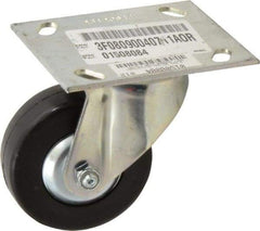 E.R. Wagner - 3-1/2" Diam x 1-1/4" Wide x 4-5/8" OAH Top Plate Mount Swivel Caster - Soft Rubber, 155 Lb Capacity, Delrin Bearing, 3-3/4 x 4-5/8" Plate - Eagle Tool & Supply