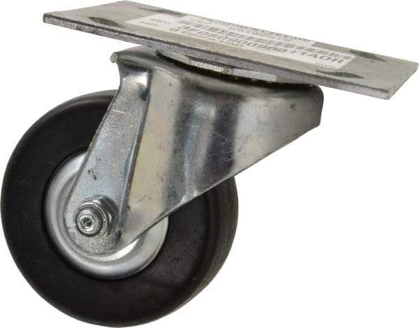 E.R. Wagner - 3-1/2" Diam x 1-1/4" Wide x 4-5/8" OAH Top Plate Mount Swivel Caster - Hard Rubber, 250 Lb Capacity, Delrin Bearing, 3-3/4 x 4-5/8" Plate - Eagle Tool & Supply
