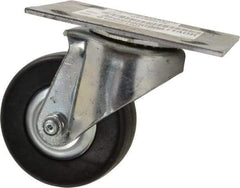 E.R. Wagner - 3-1/2" Diam x 1-1/4" Wide x 4-5/8" OAH Top Plate Mount Swivel Caster - Hard Rubber, 250 Lb Capacity, Delrin Bearing, 3-3/4 x 4-5/8" Plate - Eagle Tool & Supply