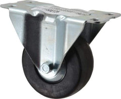 E.R. Wagner - 4" Diam x 1-5/8" Wide x 5" OAH Top Plate Mount Rigid Caster - Hard Rubber, 400 Lb Capacity, Delrin Bearing, 3-3/16 x 6-5/32" Plate - Eagle Tool & Supply