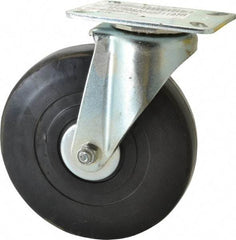 E.R. Wagner - 6" Diam x 1-3/8" Wide x 7-1/16" OAH Top Plate Mount Swivel Caster - Soft Rubber, 280 Lb Capacity, Delrin Bearing, 3-1/8 x 4-1/8" Plate - Eagle Tool & Supply