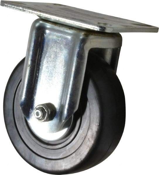 E.R. Wagner - 4" Diam x 1-3/8" Wide x 5-1/16" OAH Top Plate Mount Rigid Caster - Soft Rubber, 200 Lb Capacity, Delrin Bearing, 3-1/8 x 4-1/8" Plate - Eagle Tool & Supply