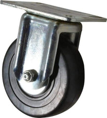 E.R. Wagner - 4" Diam x 1-3/8" Wide x 5-1/16" OAH Top Plate Mount Rigid Caster - Soft Rubber, 200 Lb Capacity, Delrin Bearing, 3-1/8 x 4-1/8" Plate - Eagle Tool & Supply