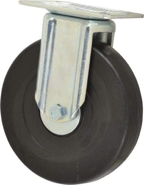 E.R. Wagner - 6" Diam x 1-3/8" Wide x 7-1/16" OAH Top Plate Mount Rigid Caster - Soft Rubber, 280 Lb Capacity, Delrin Bearing, 3-1/8 x 4-1/8" Plate - Eagle Tool & Supply