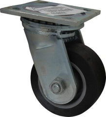 E.R. Wagner - 4" Diam x 2" Wide x 5-5/8" OAH Top Plate Mount Swivel Caster - TPR, 300 Lb Capacity, Roller Bearing, 4 x 4-1/2" Plate - Eagle Tool & Supply