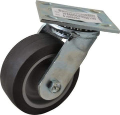 E.R. Wagner - 5" Diam x 2" Wide x 6-1/2" OAH Top Plate Mount Swivel Caster - TPR, 325 Lb Capacity, Roller Bearing, 4 x 4-1/2" Plate - Eagle Tool & Supply