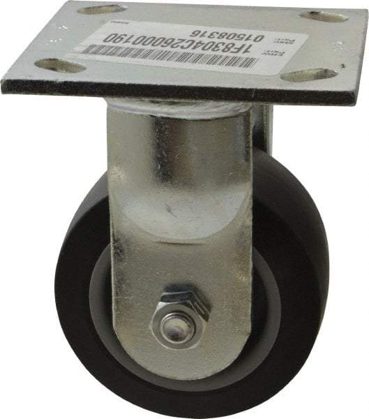 E.R. Wagner - 4" Diam x 2" Wide x 5-5/8" OAH Top Plate Mount Rigid Caster - TPR, 300 Lb Capacity, Roller Bearing, 4 x 4-1/2" Plate - Eagle Tool & Supply
