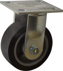 E.R. Wagner - 5" Diam x 2" Wide x 6-1/2" OAH Top Plate Mount Rigid Caster - TPR, 325 Lb Capacity, Roller Bearing, 4 x 4-1/2" Plate - Eagle Tool & Supply