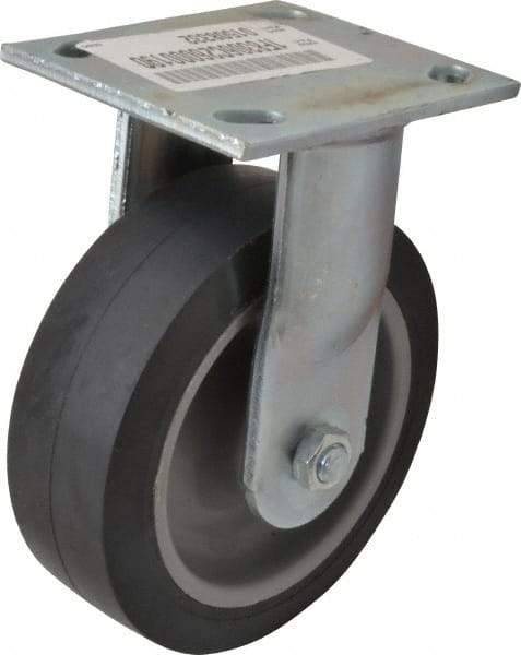E.R. Wagner - 6" Diam x 2" Wide x 7-1/2" OAH Top Plate Mount Rigid Caster - TPR, 400 Lb Capacity, Roller Bearing, 4 x 4-1/2" Plate - Eagle Tool & Supply