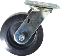 E.R. Wagner - 6" Diam x 2" Wide x 7-1/2" OAH Top Plate Mount Swivel Caster - Polyolefin, 640 Lb Capacity, Roller Bearing, 4 x 4-1/2" Plate - Eagle Tool & Supply