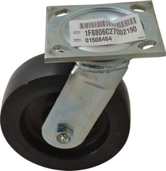 E.R. Wagner - 6" Diam x 2" Wide x 7-1/2" OAH Top Plate Mount Swivel Caster with Brake - Polyolefin, 640 Lb Capacity, Roller Bearing, 4 x 4-1/2" Plate - Eagle Tool & Supply