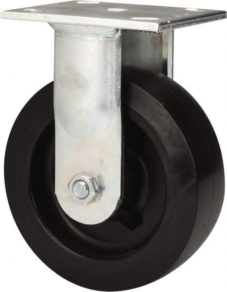 E.R. Wagner - 6" Diam x 2" Wide x 7-1/2" OAH Top Plate Mount Rigid Caster - Polyolefin, 640 Lb Capacity, Roller Bearing, 4 x 4-1/2" Plate - Eagle Tool & Supply