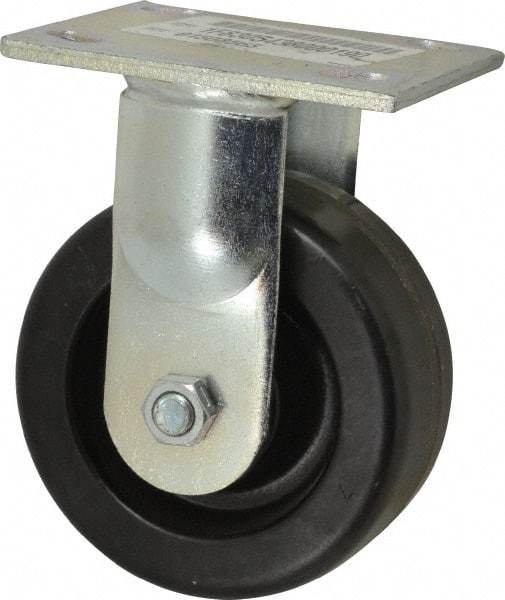 E.R. Wagner - 5" Diam x 2" Wide x 6-1/2" OAH Top Plate Mount Rigid Caster - Phenolic, 1,000 Lb Capacity, Roller Bearing, 4 x 4-1/2" Plate - Eagle Tool & Supply