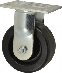 E.R. Wagner - 5" Diam x 2" Wide x 6-1/2" OAH Top Plate Mount Rigid Caster - Phenolic, 1,000 Lb Capacity, Roller Bearing, 4 x 4-1/2" Plate - Eagle Tool & Supply
